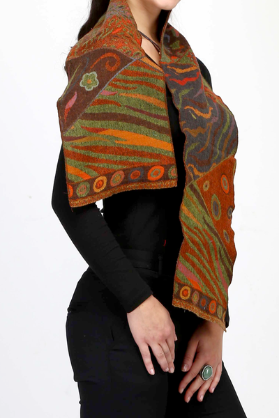 Pure Merino Wool  Neck Scarf Autumn Color+ Free Bag