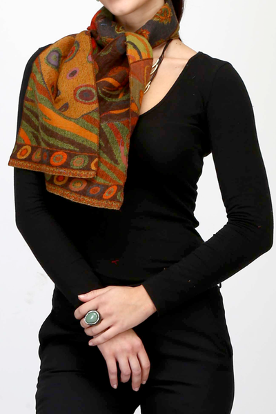 Pure Merino Wool  Neck Scarf Autumn Color