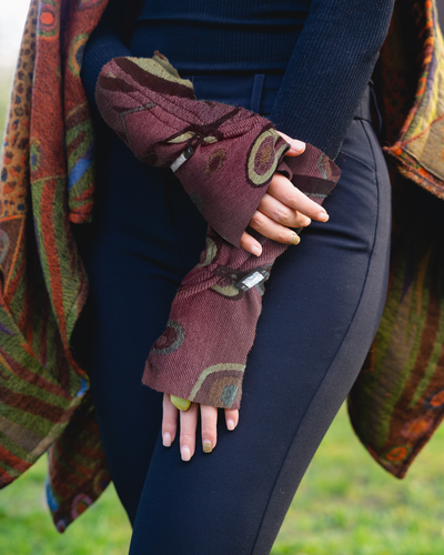 Soft Fingerless Gloves made in Boiled Merino Wool