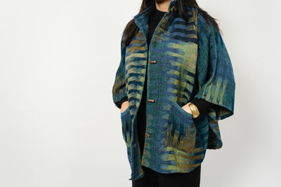 Handmade Reversible Merino Wool Kimono Jacket in Morocco Green