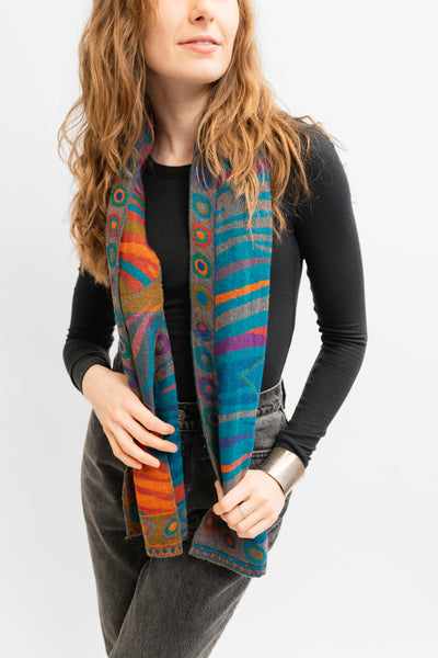 Pure Merino Wool Neck Scarf in Turquoise color