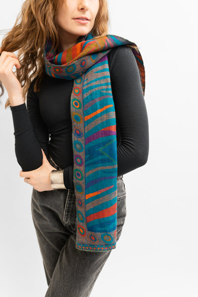 Pure Merino Wool Neck Scarf in Turquoise color