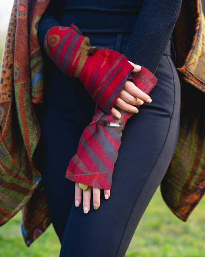 Soft Fingerless Gloves made in Boiled Merino Wool