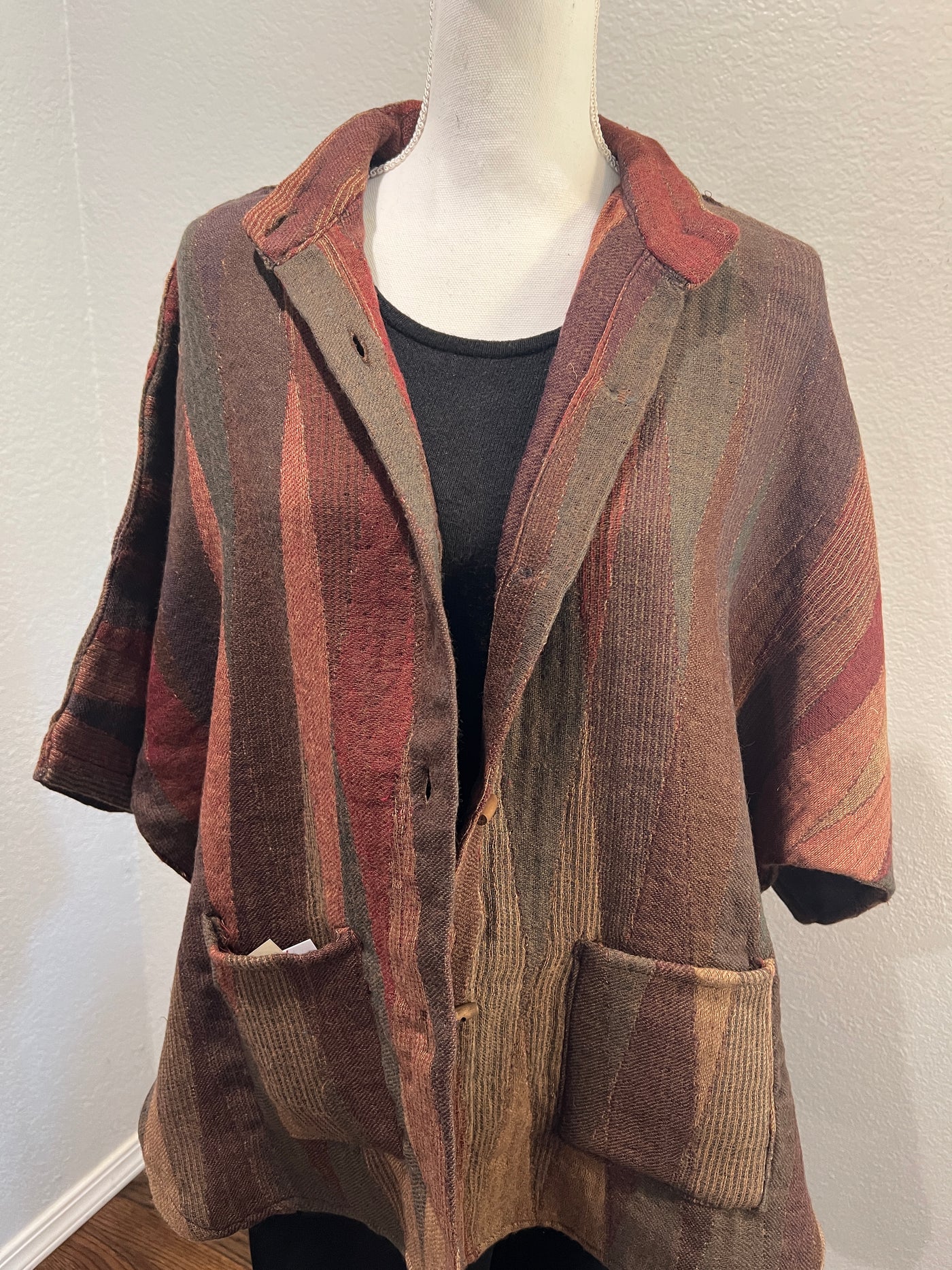 Handmade Reversible Merino Wool Kimono Jacket in Tuscany