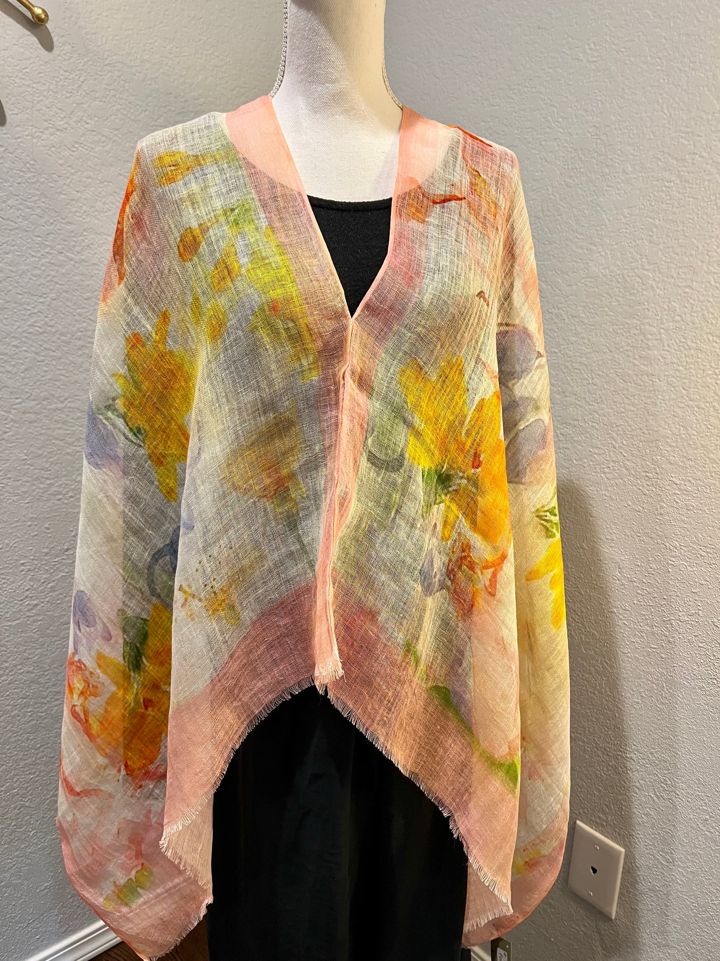 Linen Cape in Floral yellow color Patterns