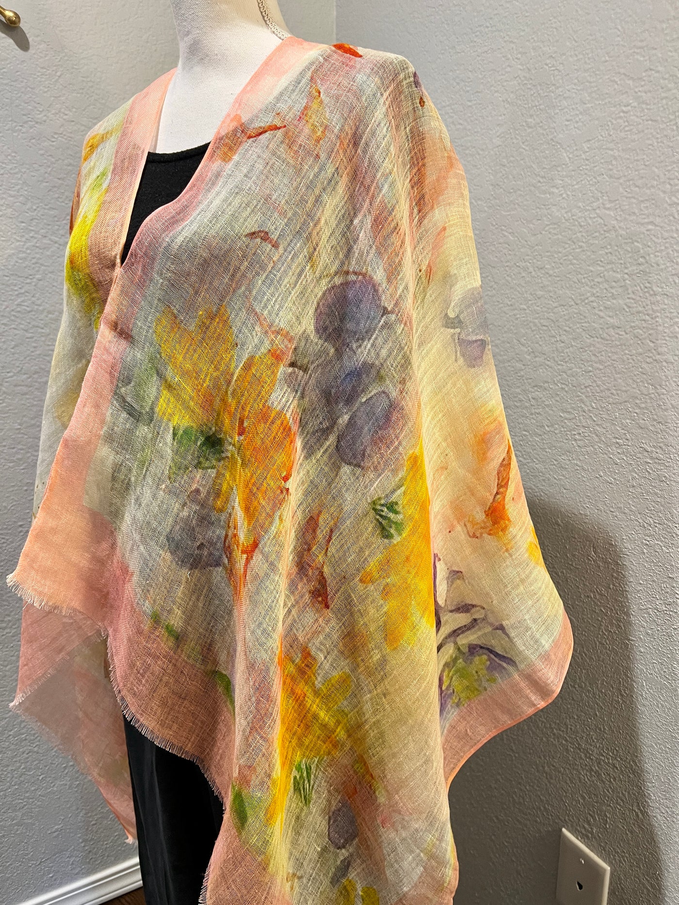 Linen Cape in Floral yellow color Patterns