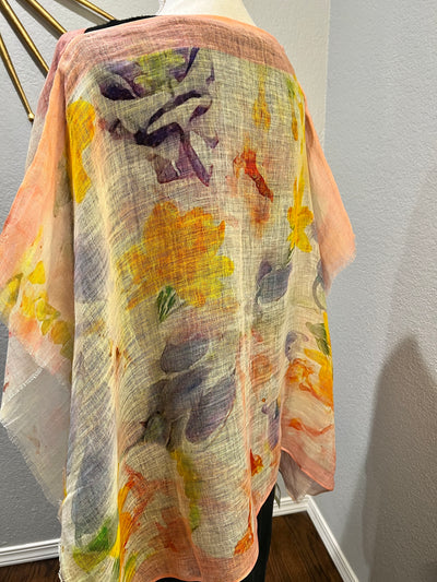 Linen Cape in Floral yellow color Patterns