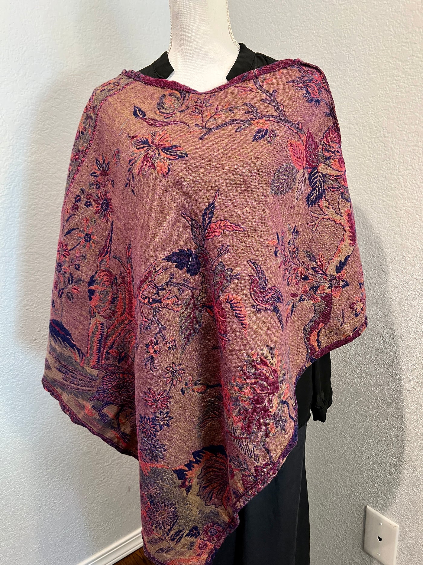 PURE MERINO BOILED WOOL REVERSIBLE VERSATILE COPPER COLOR PONCHO PLUS FREE BAG WITH PURCHASE !