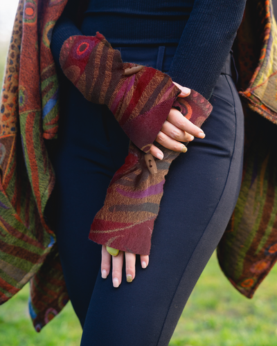 Soft Fingerless Gloves made in Boiled Merino Wool