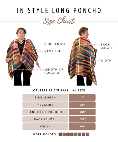 NEW ! In Style Regular Poncho in Cascade Reversible colors + Free Bag