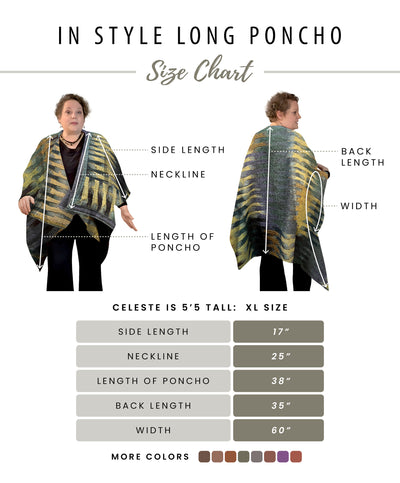 NEW ! In Style Regular Poncho in Reversible Morocco Green colors + Free Bag