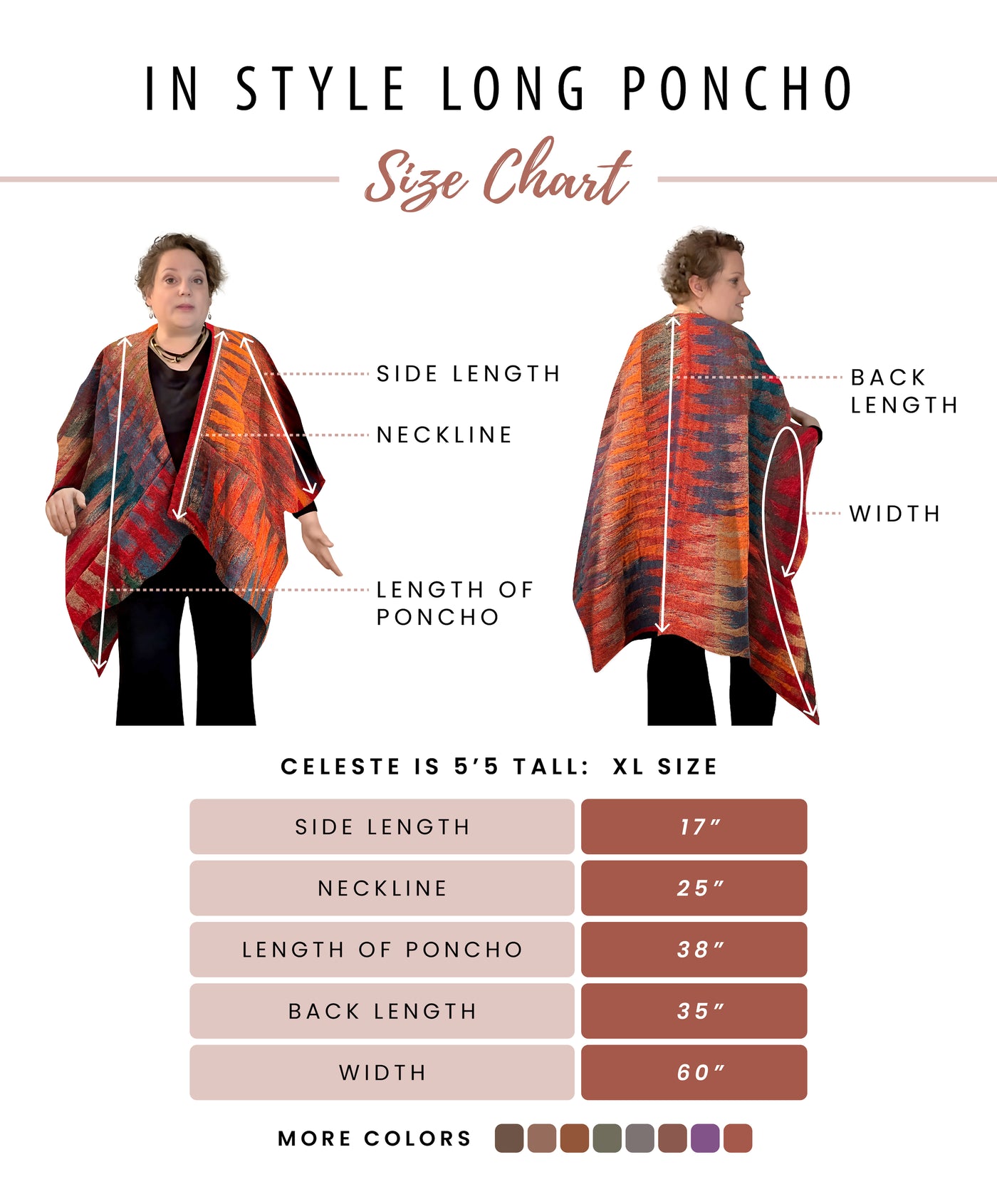 In Style Regular Poncho in Morocco Red colors + Free Bag