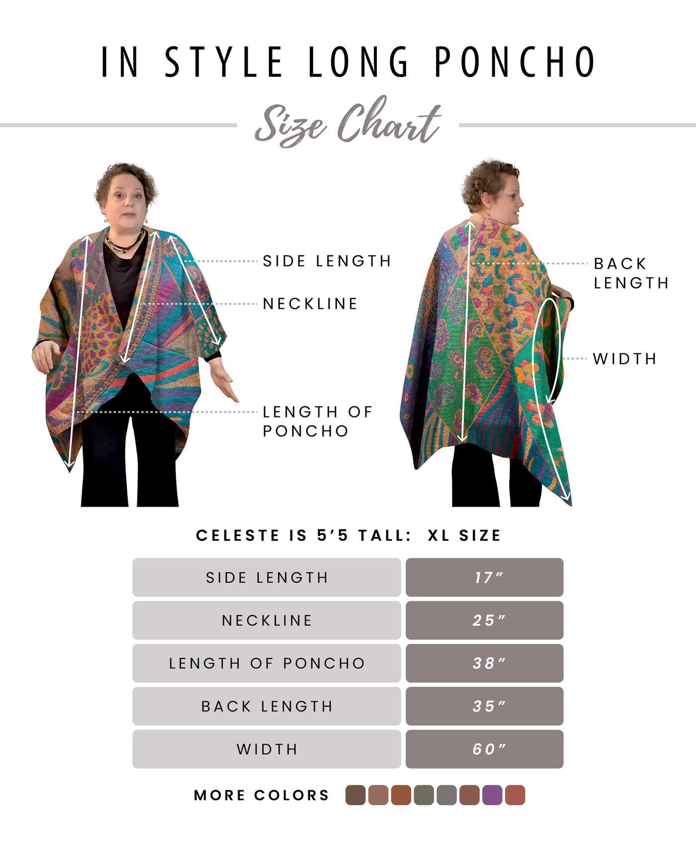 In Style Regular Poncho in Reversible Turquoise colors