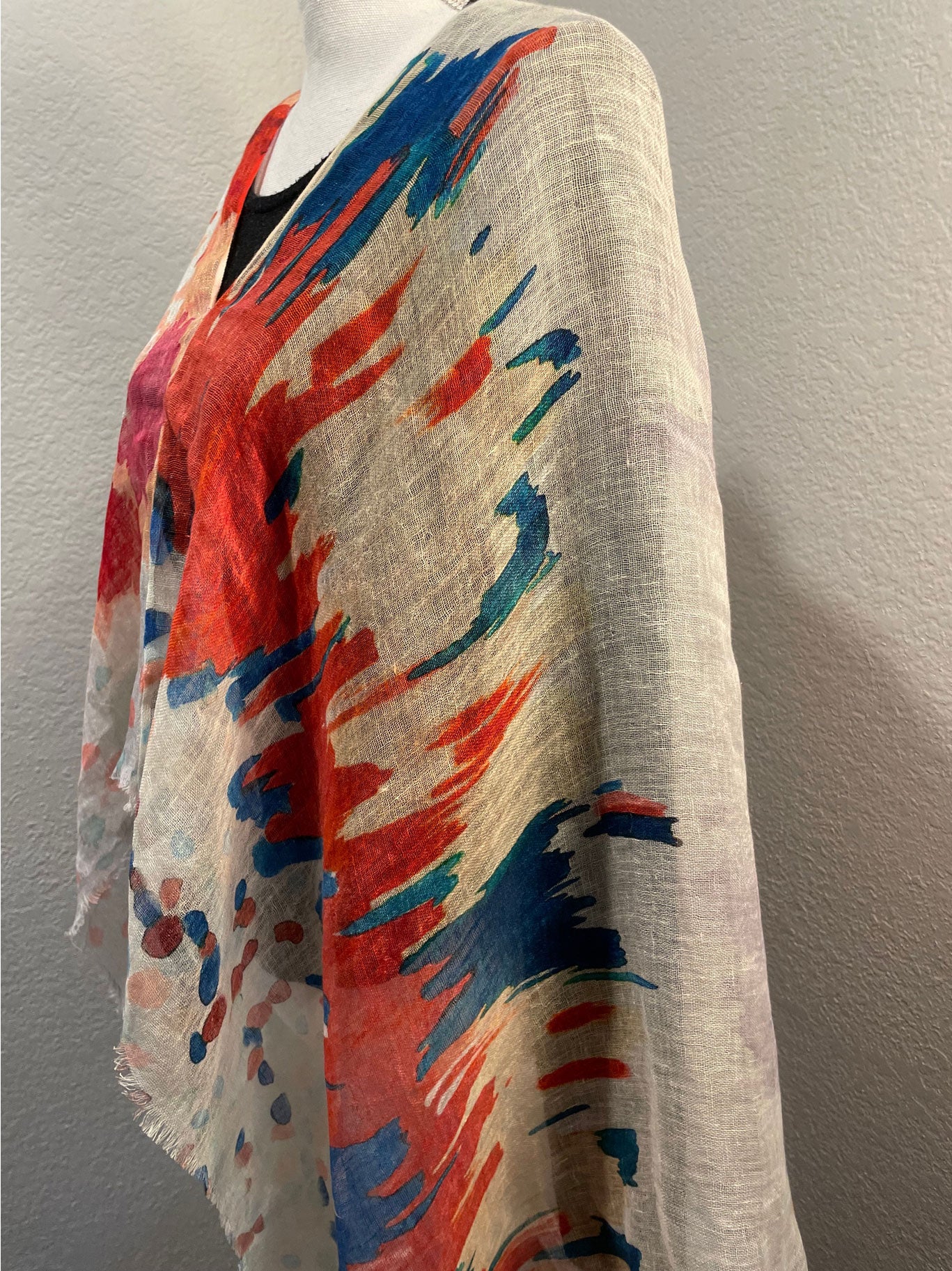 Linen Cape in Abstract Watercolor Patterns