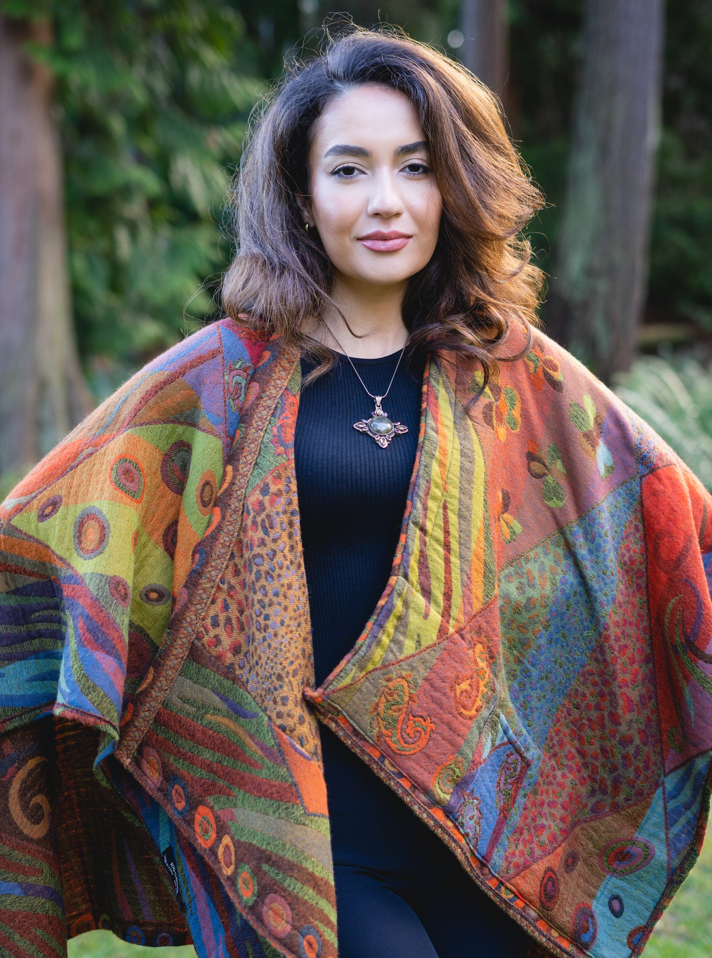 NEW ! In Style Regular Poncho in Reversible Autumn colors + Free Bag