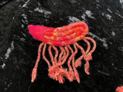 90-3/Boiled Wool Fringed Trim Handmade Pin/Brooch