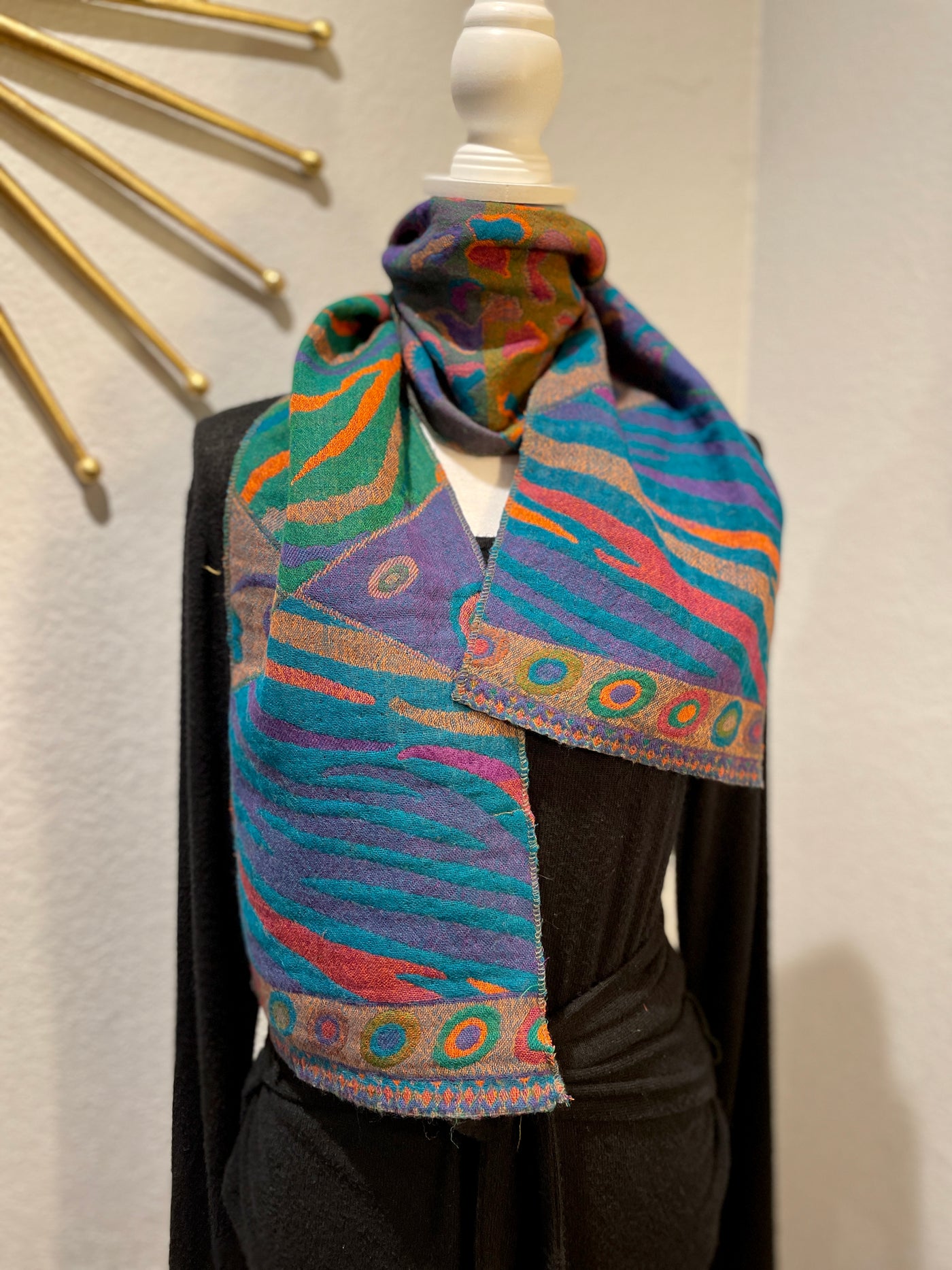 Pure Merino Wool Neck Scarf in Turquoise color