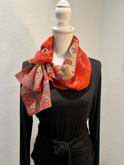 Pure Merino Wool  Neck Scarf Tangerine Color