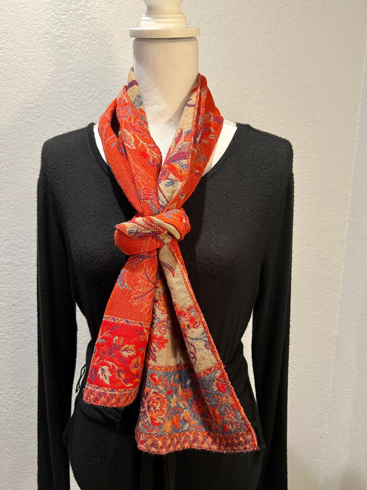 Pure Merino Wool  Neck Scarf Tangerine Color