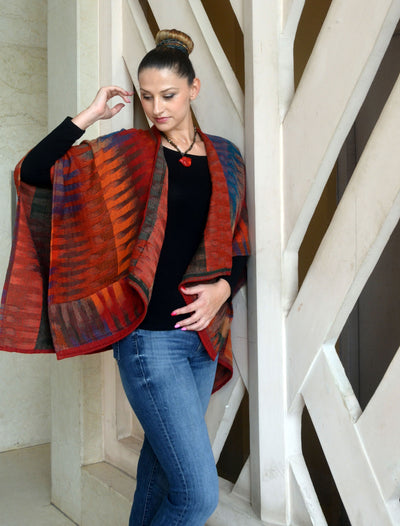 In Style Regular Poncho in Morocco Red colors + Free Bag