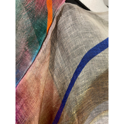 732/C Linen Cape in Abstract Watercolor Patterns