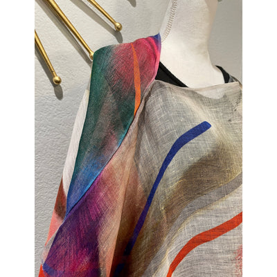 732/C Linen Cape in Abstract Watercolor Patterns