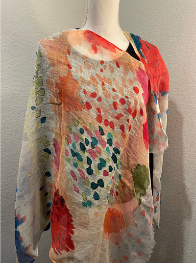 Linen Cape in Abstract Watercolor Patterns